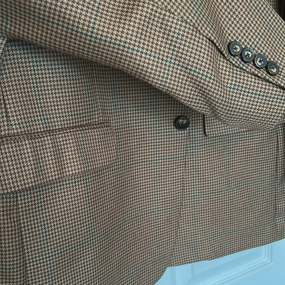 Greg Norman FOR Tasso Elba Men's Brown Plaid Blazer 42R. In fantastic condition! - Picture 4 of 10